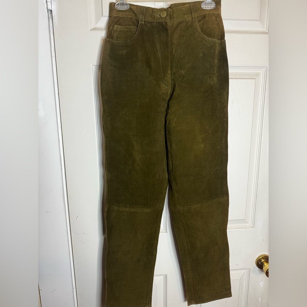 Mixed Blues Women’s VTG Olive Suede Leather Straight Leg Pants 11